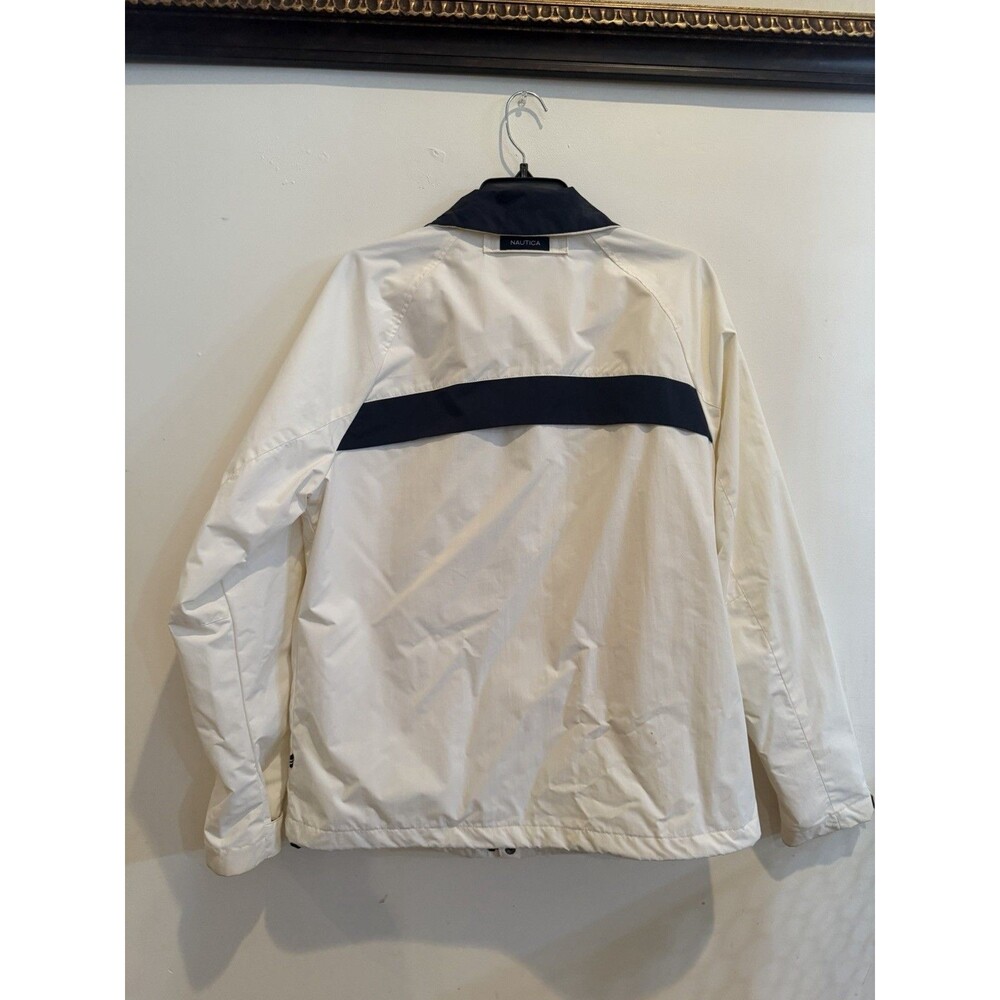 White Nautica Hooded Jacket Windbreaker Mens Size Medium M - Picture 2 of 5